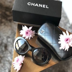 Chanel Black Oval Sunglass Frames- Authentic